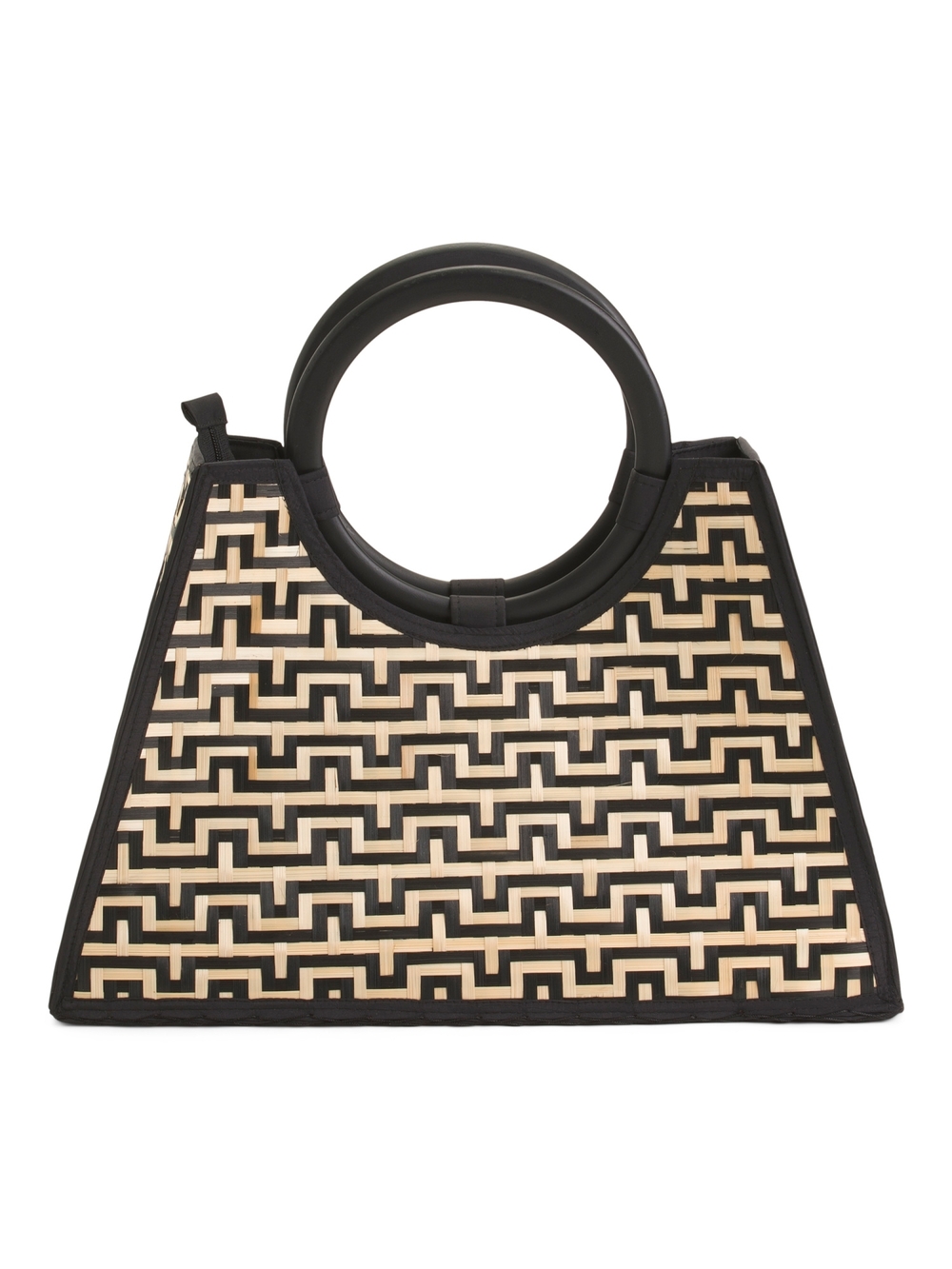 NEW Straw Geometric Woven Tote Handbag